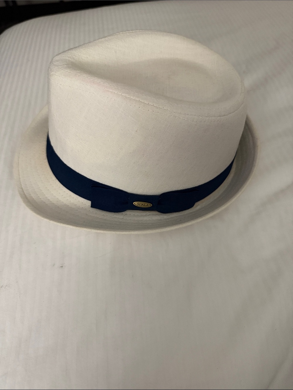 Scala Ivory Fedora with Navy Band